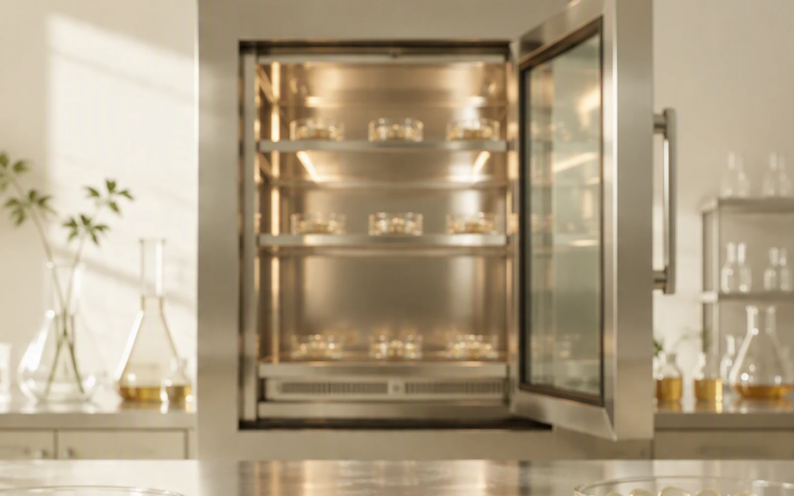 Capsule skincare stability review with test samples and a controlled laboratory chamber