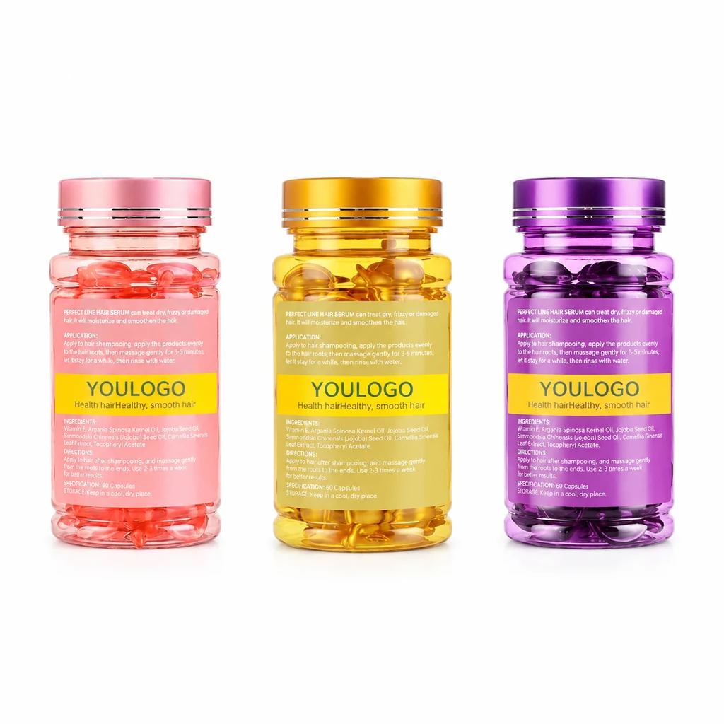 Hair oil capsule packaging — visual reference 87E49F