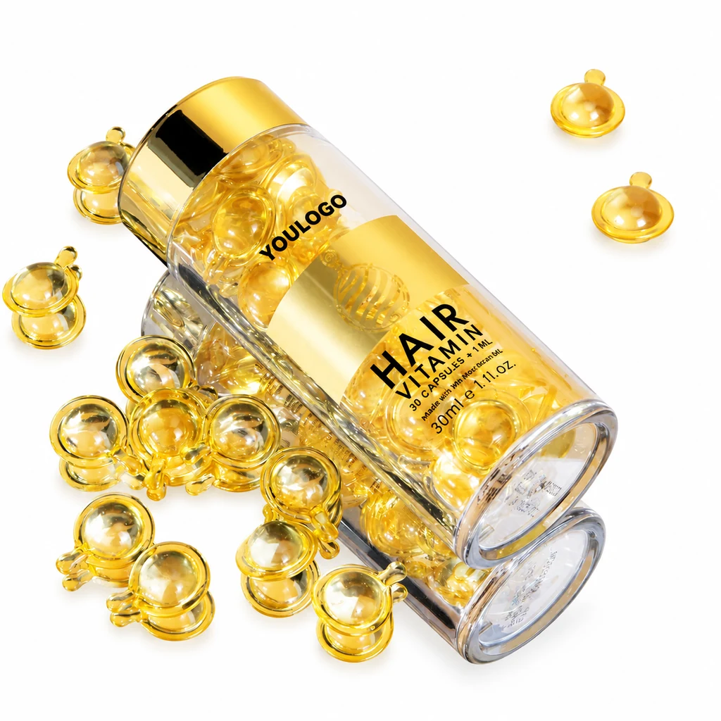 Hair oil capsule packaging — visual reference B094AE